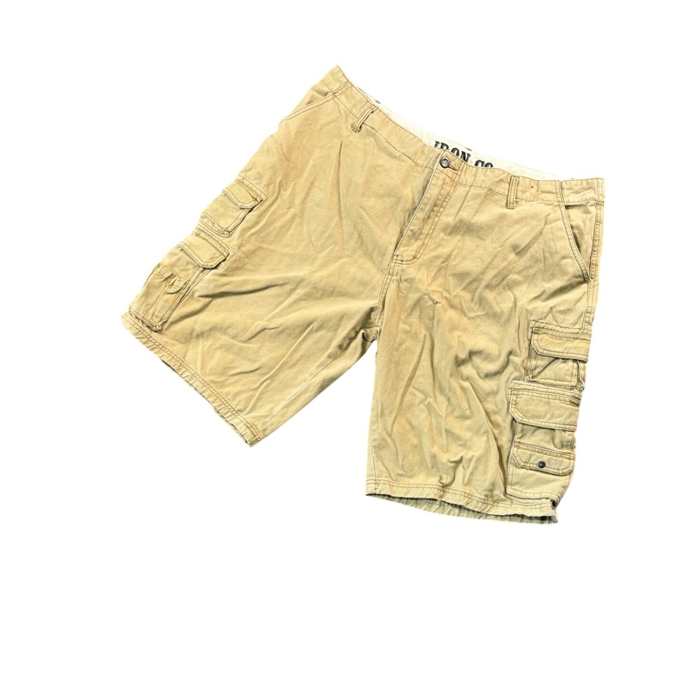 Iron‎ Co Cargo Shorts Men's 42 Khaki Utility Flat Front Workwear Gorpcore